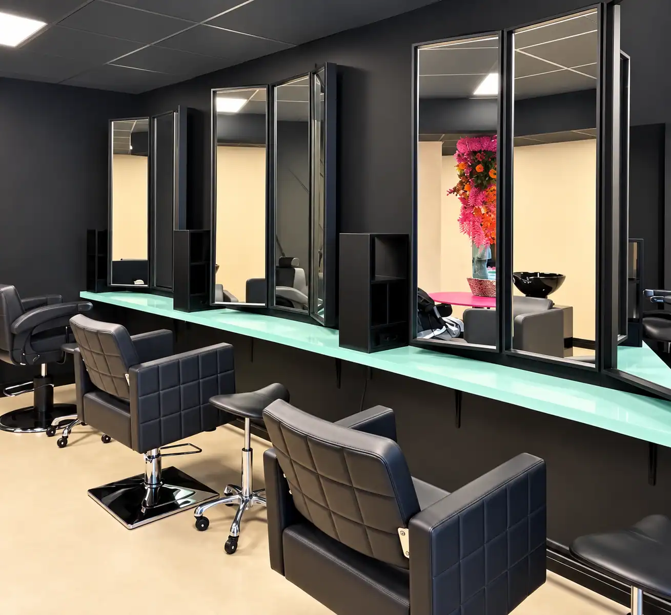 Kappersstoel huren bij FIVE Beauty Community in Hoofddorp, met spiegel en wasunit